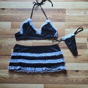 3 piece sexy maid lingerie outfit